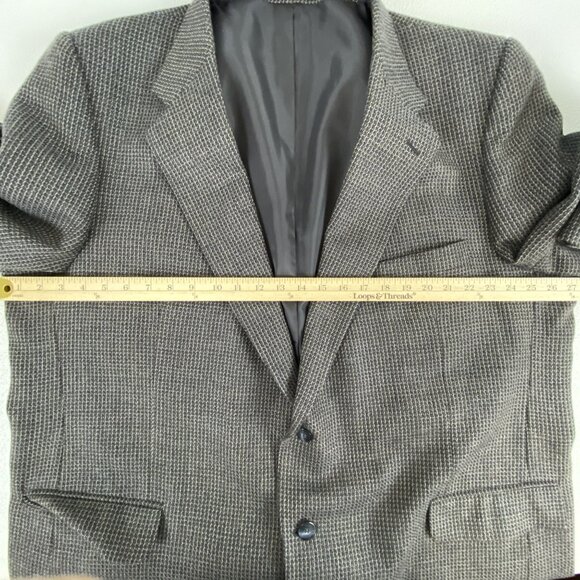 Andre Vachom Men's 52L Lambswool Gray Houndstooth Blazer Sports Jacket Coat - Picture 9 of 16